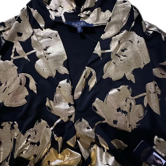 NWT Rachel Roy ladies black & gold blouse stretch polyester & spandex size 2X - Picture 4 of 9